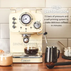 Swan Retro Espresso Coffee Machine With Milk Frother