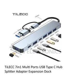 7in1 Multi Ports Usb Type C Hub Splitter Adapter Expansion