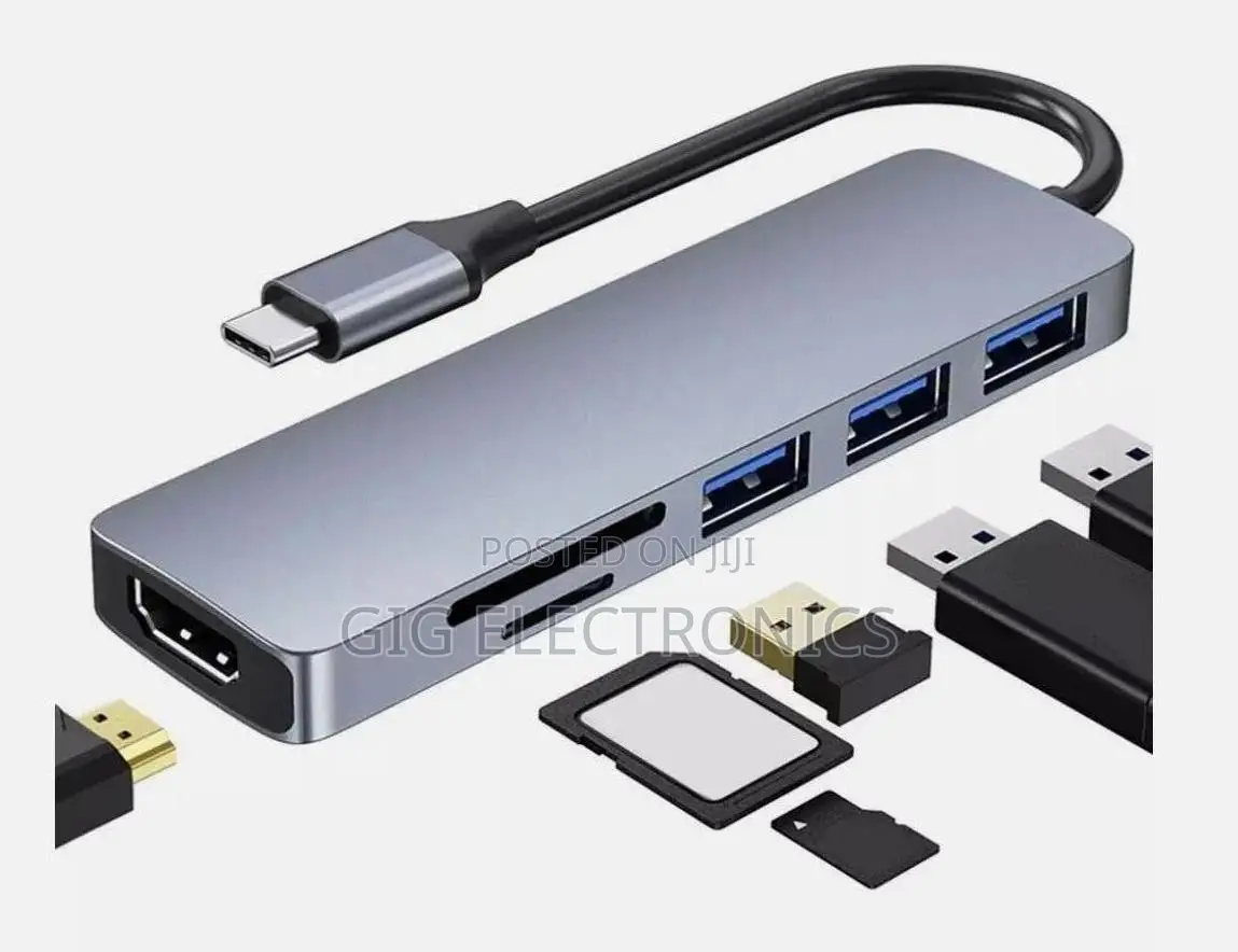 6 in 1 Multi-Port Usb C Hub Docking Station Supported