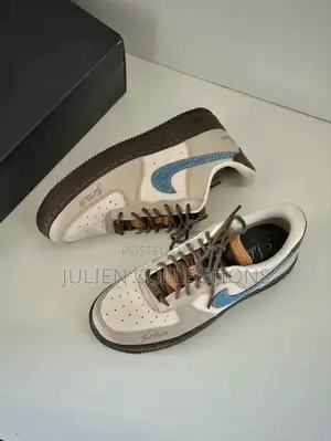 Nike Air Force Cream Brown and Blue