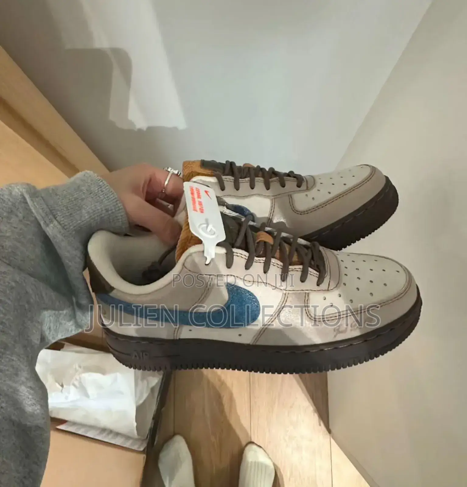 Nike Air Force Cream Brown and Blue