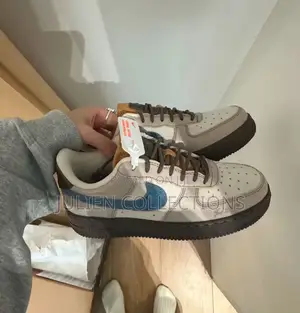 Nike Air Force Cream Brown and Blue