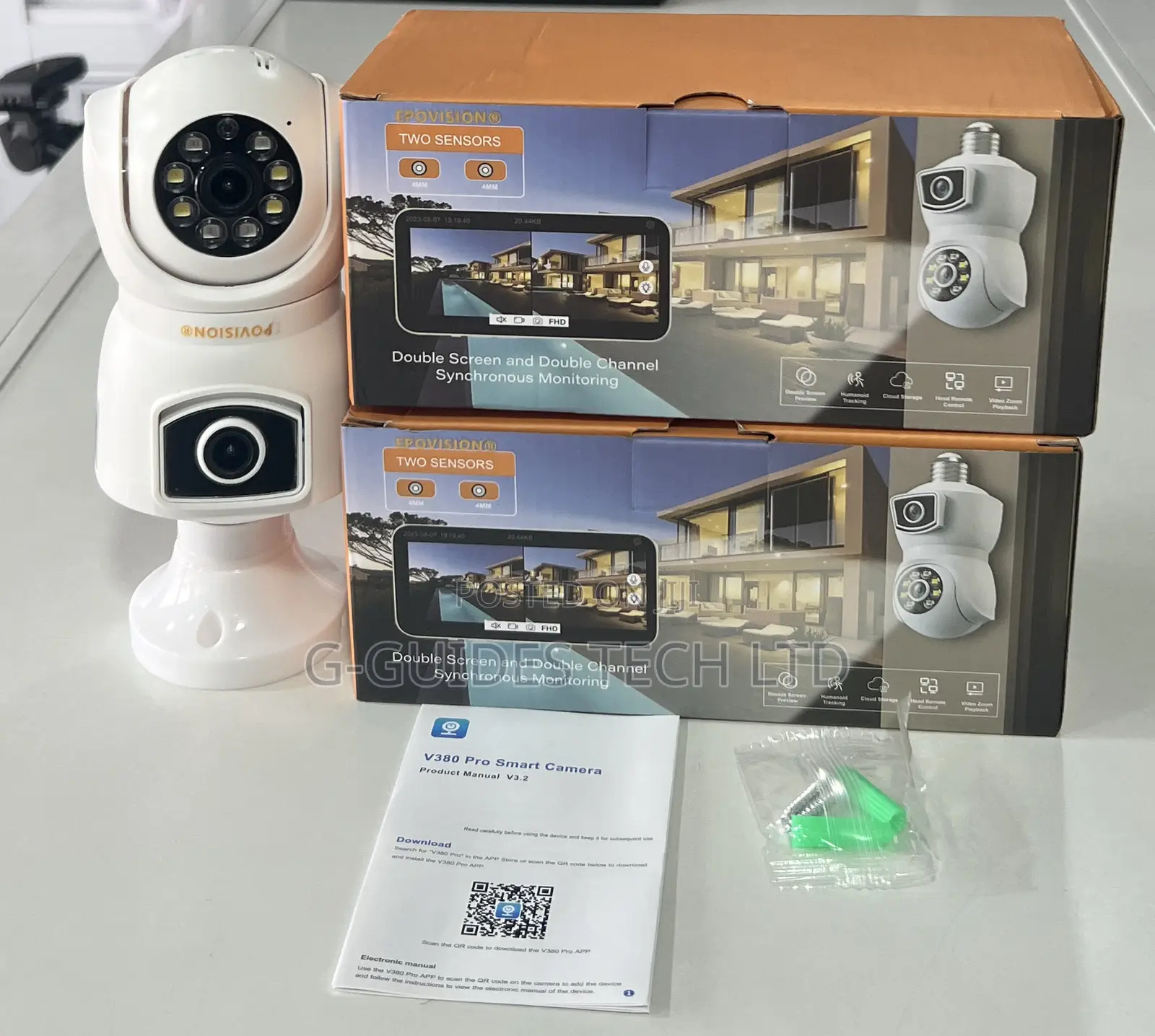 E9 Wifi Smart Bulb Camera Dual Lens V380 Pro