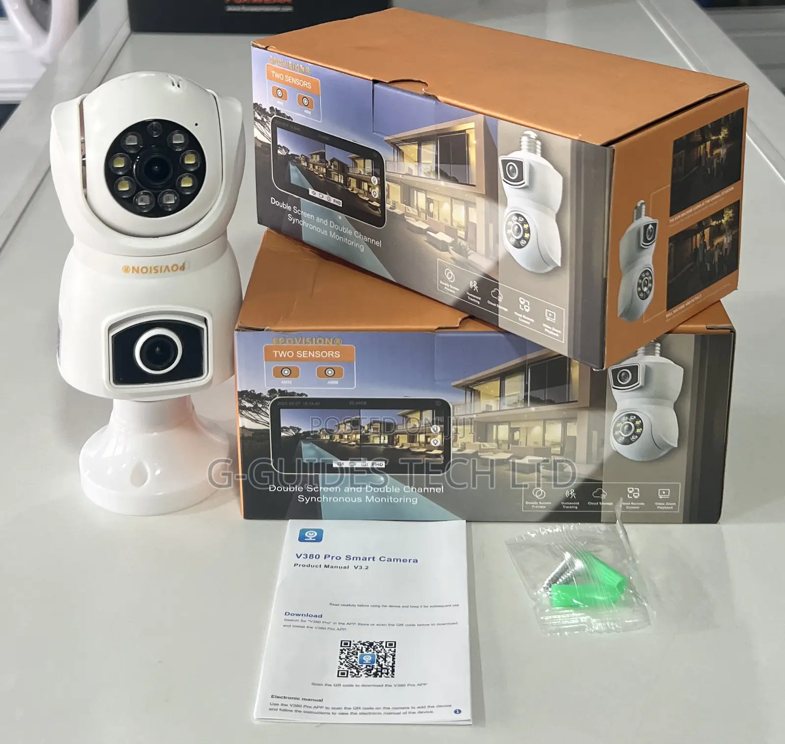 E9 Wifi Smart Bulb Camera Dual Lens V380 Pro