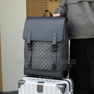 Luxury-Inspired Leather Backpack- Black