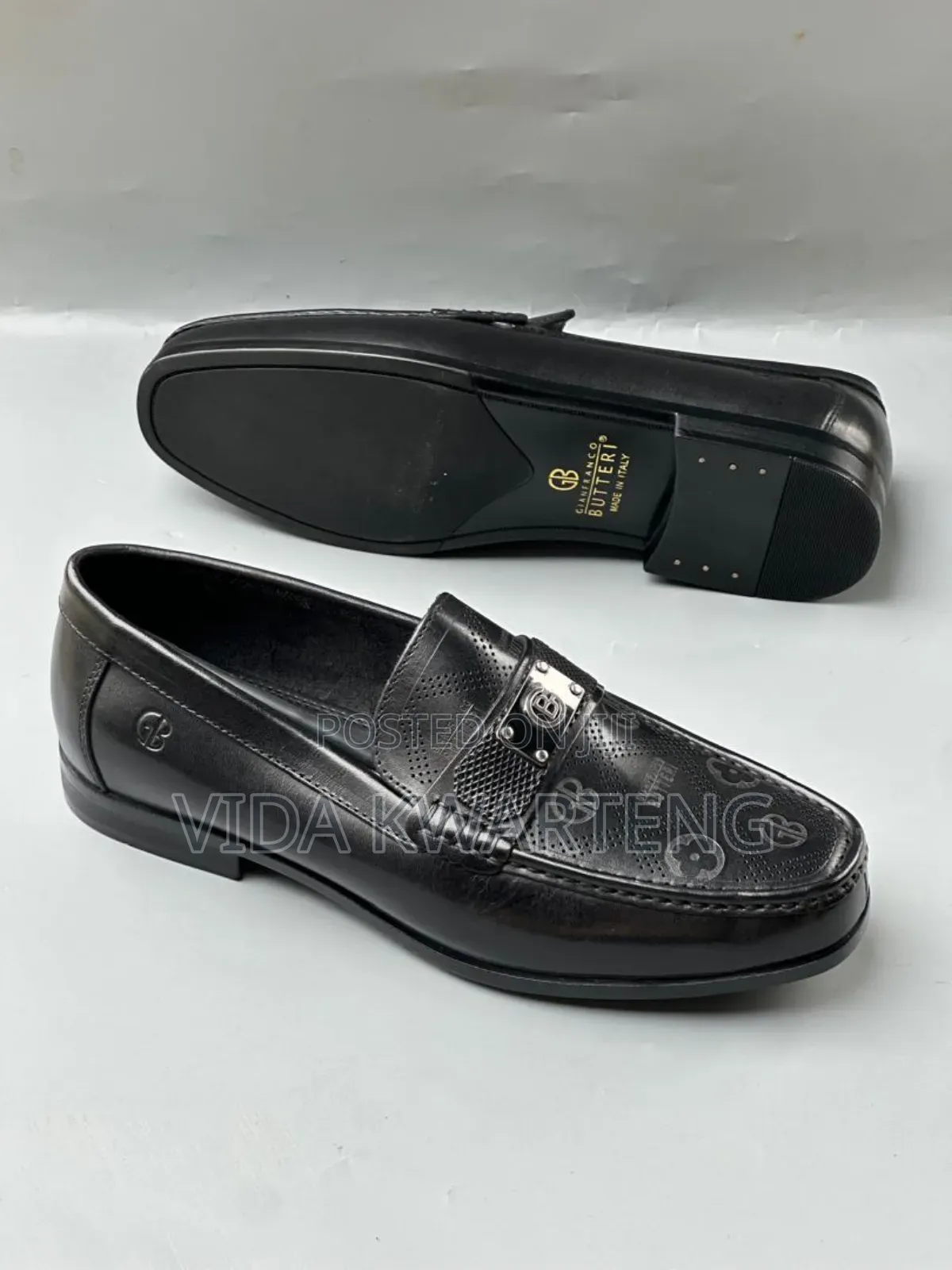 Executive Gianfranco Butteri Black Leather Easy Wear Shoes