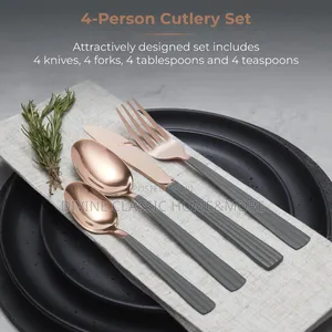 Tower Cavaletto Stainless Steel 16pcs Cutlery Set, Rose Gold