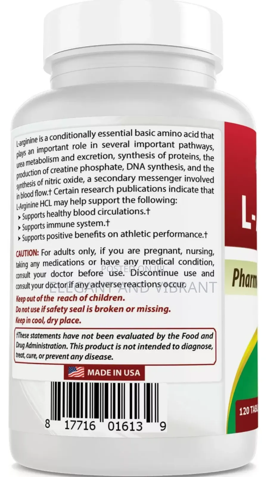 L-Arginine 1000mg,Cardiovascular, Healthy Blood Flow