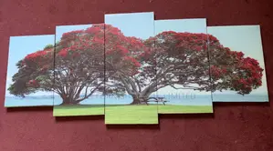 2 Tree Wall Arts Canvas Frame 5 Panels 3d Exotic Space Item