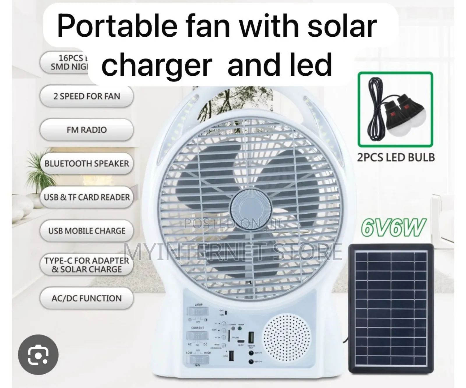 Rechargeable Fan With Solar Panel