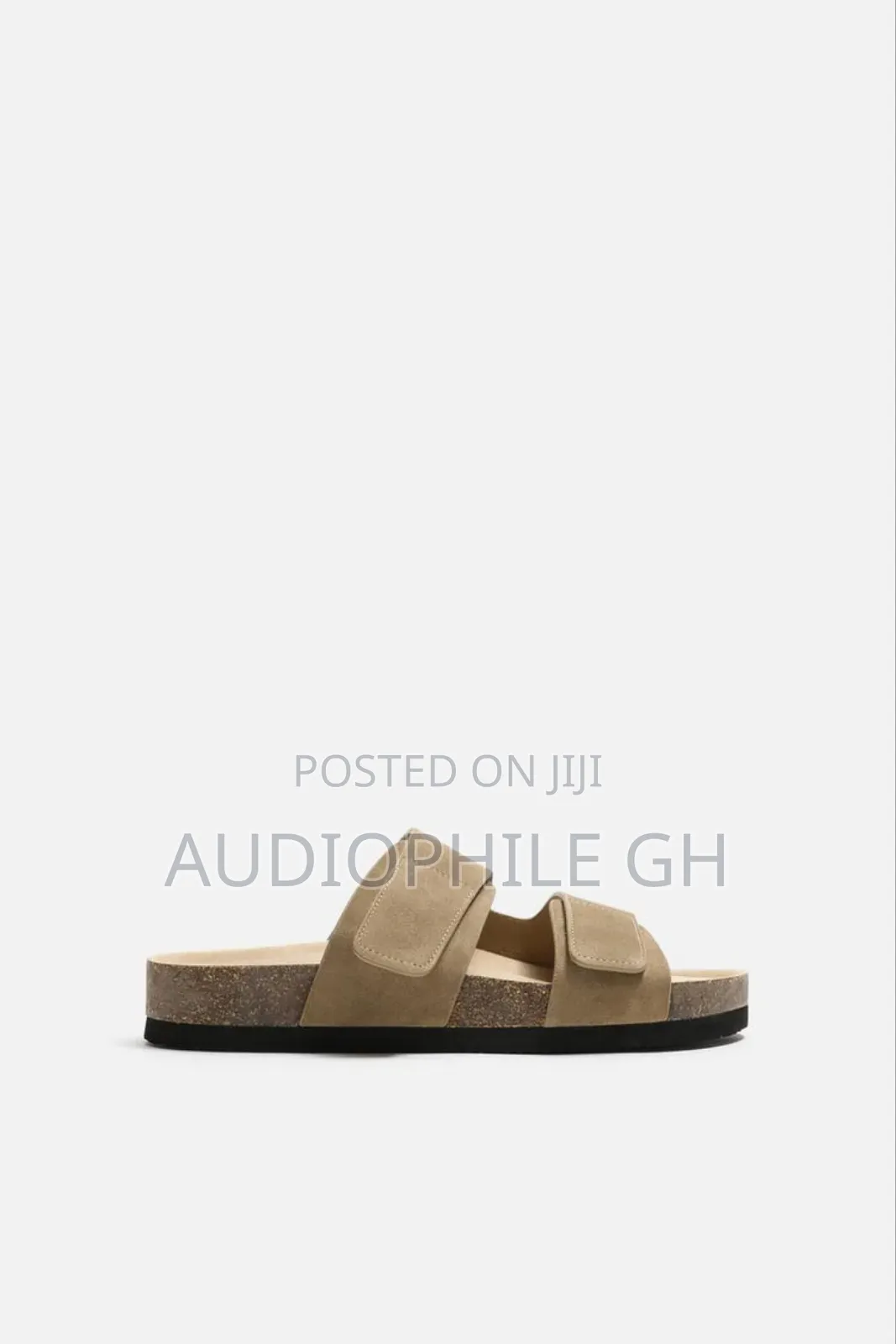 Zara Double Strap Leather Slippers Beige