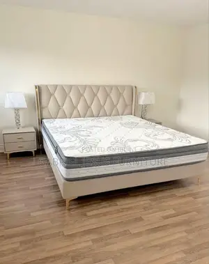 Super King Size Bed With Mattress and Nightstand