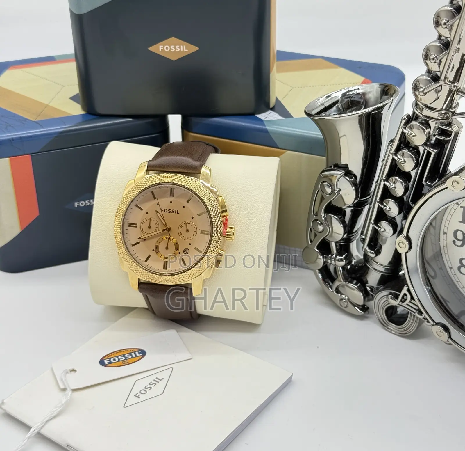 Gold Case Genuine Leather Fossil || Watch for Men