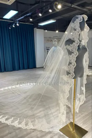 Elegant Long Luxury Cathedral Wedding Veil – Lace Edges
