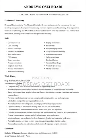 Sales Telemarketing CV