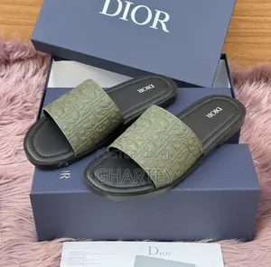 Dior Army Green Casual Leather Slippers || for Men