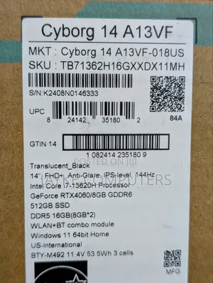 New Laptop MSI Cyborg 14 16GB Intel Core i7 SSD 512GB
