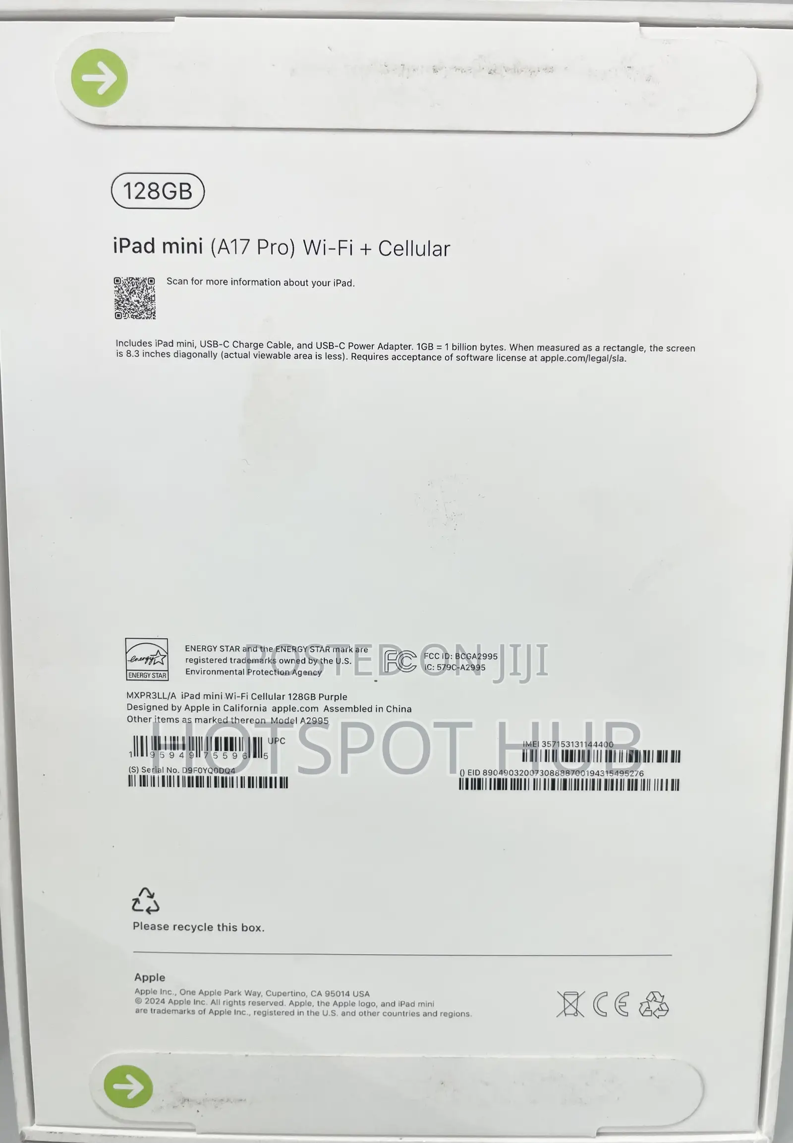 New Apple iPad mini (2024) 128 GB