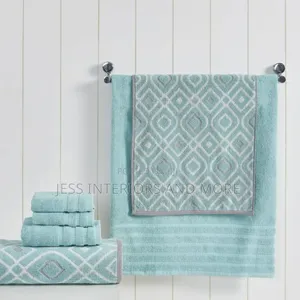 Oxford 6-Piece Cotton Bath Towel Set, Aqua