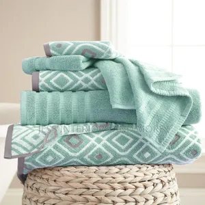 Oxford 6-Piece Cotton Bath Towel Set, Aqua
