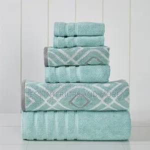 Oxford 6-Piece Cotton Bath Towel Set, Aqua