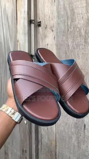 Brown Layered Leather Slippers