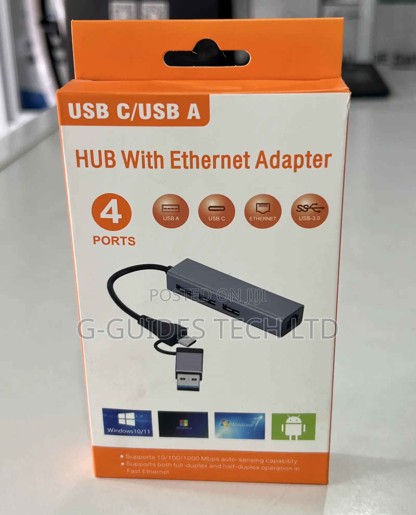 3-Port 3.0 Usb Hub and Type-C Ethernet Adapter