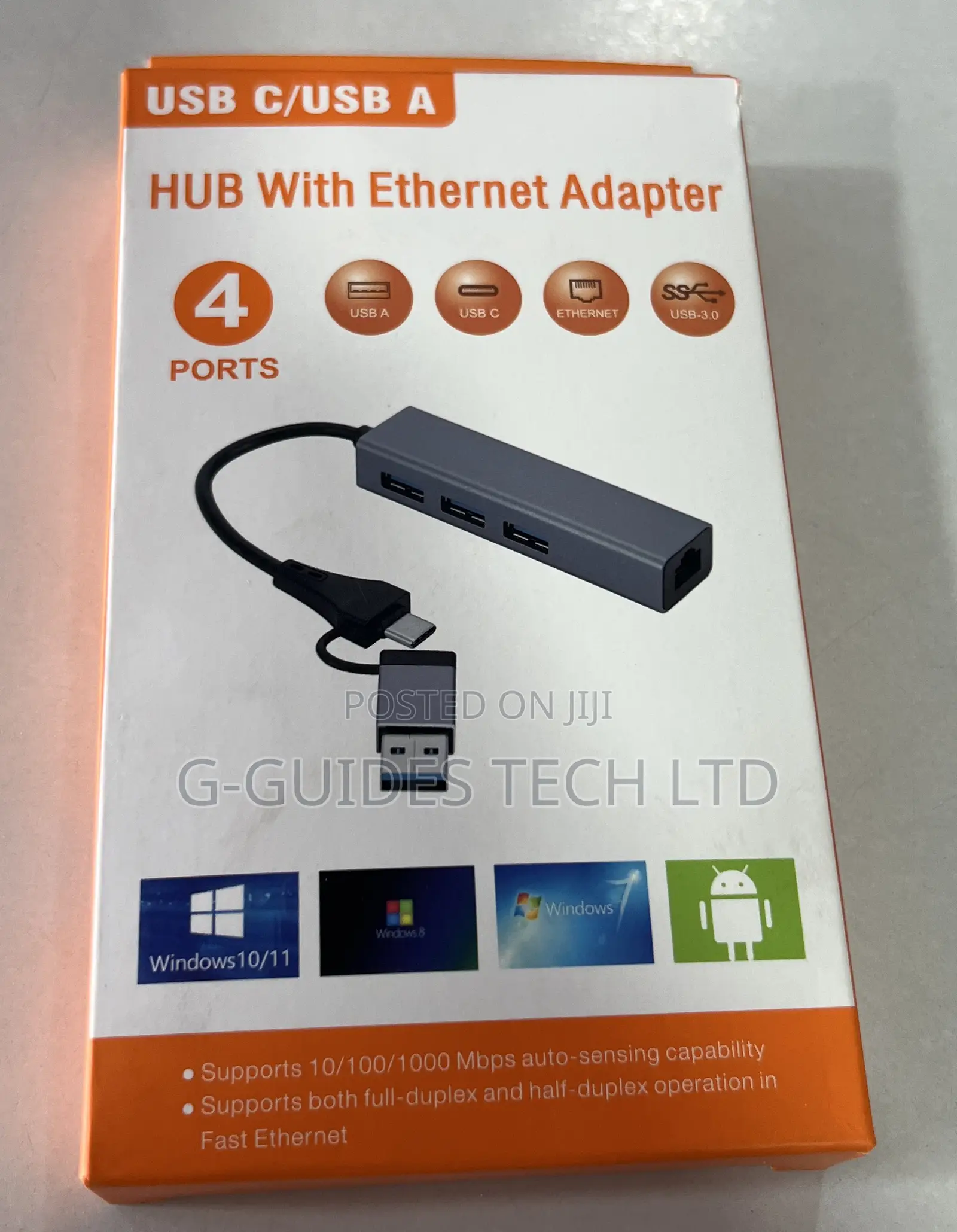 3-Port 3.0 Usb Hub and Type-C Ethernet Adapter