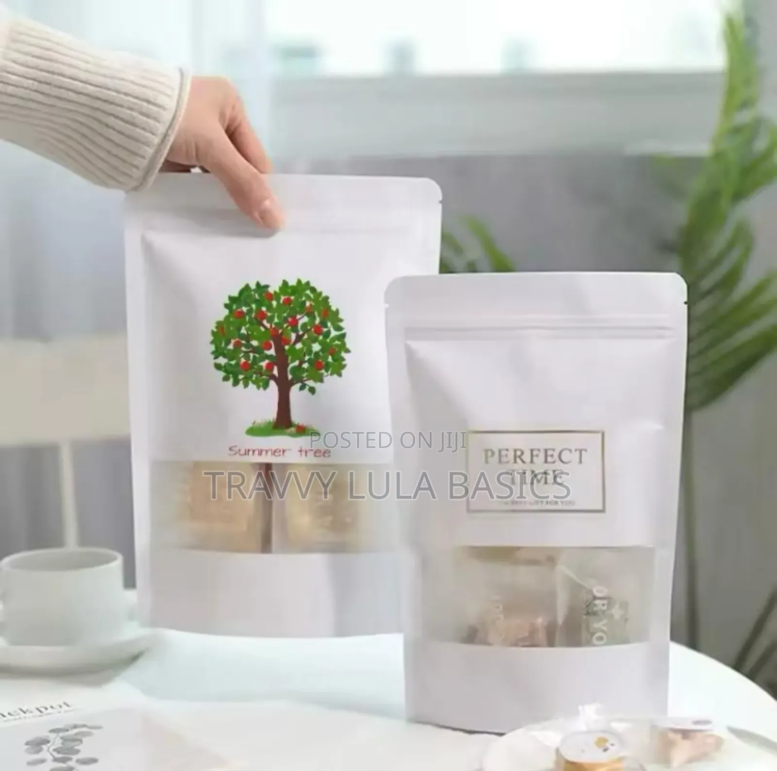 New White Craft Paper Ziplock Stand Up Pouch