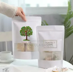 New White Craft Paper Ziplock Stand Up Pouch