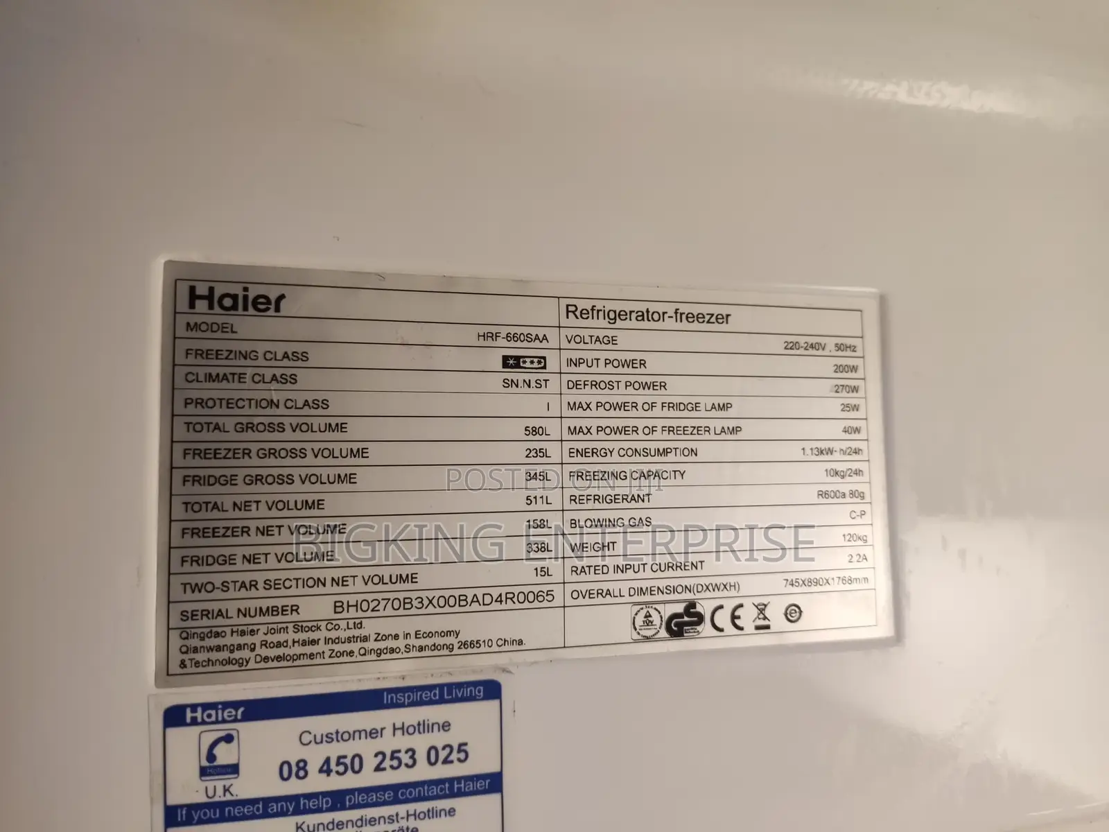 Uk Used Side by Side Fridge