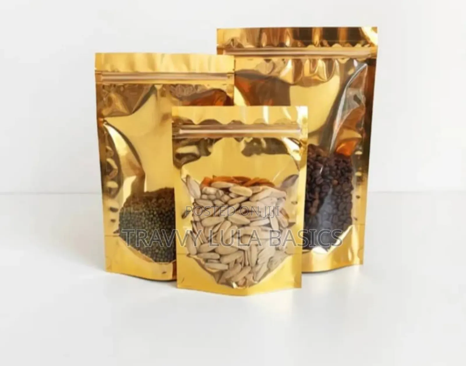 New Golden Aluminium Foil Ziplock Stand Up Pouches