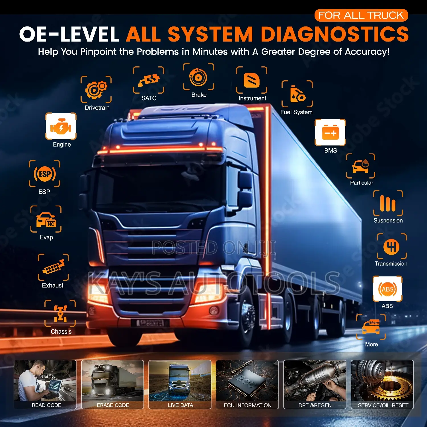 Ancel Hd601 Full System Car and Truck 12/24v Diagnostic Tool
