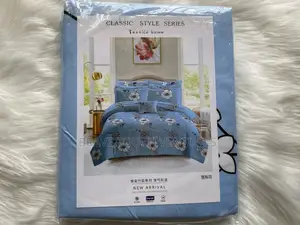 Double Size Bedsheet With 2 Pillow Case - Light Blue/White