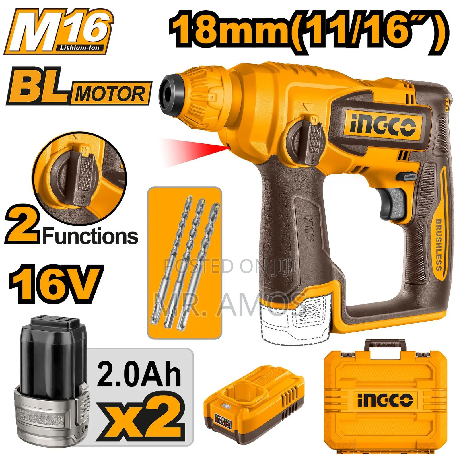16v Brushless Cordless Hammer Drill 1.8j - Crhli16168