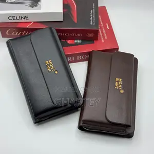 Men’S Leather Pouch || Mont Blanc Pouch in Black Brown