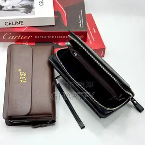 Men’S Leather Pouch || Mont Blanc Pouch in Black Brown