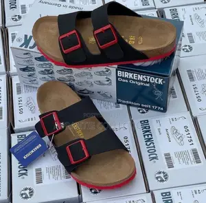 Authentic Birkenstock Arizona Slides Black/White
