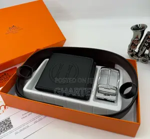 Hermes Leather Wallet and Belt Combo Perfect Gift Package