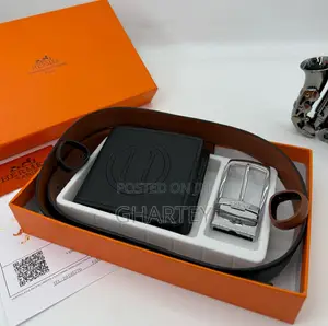 Hermes Leather Wallet and Belt Combo Perfect Gift Package