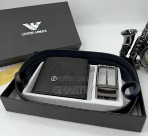 Giorgio Armani Leather Belt and Wallet Combo
