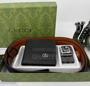 Gucci Leather Wallet Belt Combo