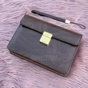 Coffee Brown, Mont Blanc Push Lock Leather Men’S Hand Bag