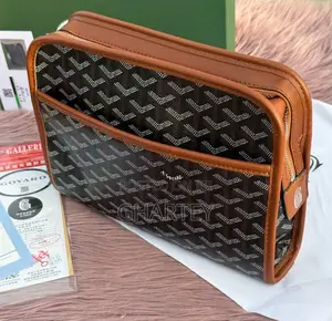 Luxury Goyard Hand Bag Black With Brown Leather Trim