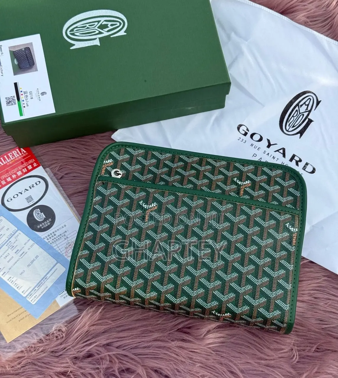 Green Goyard Luxury Hand Bag or Pouch
