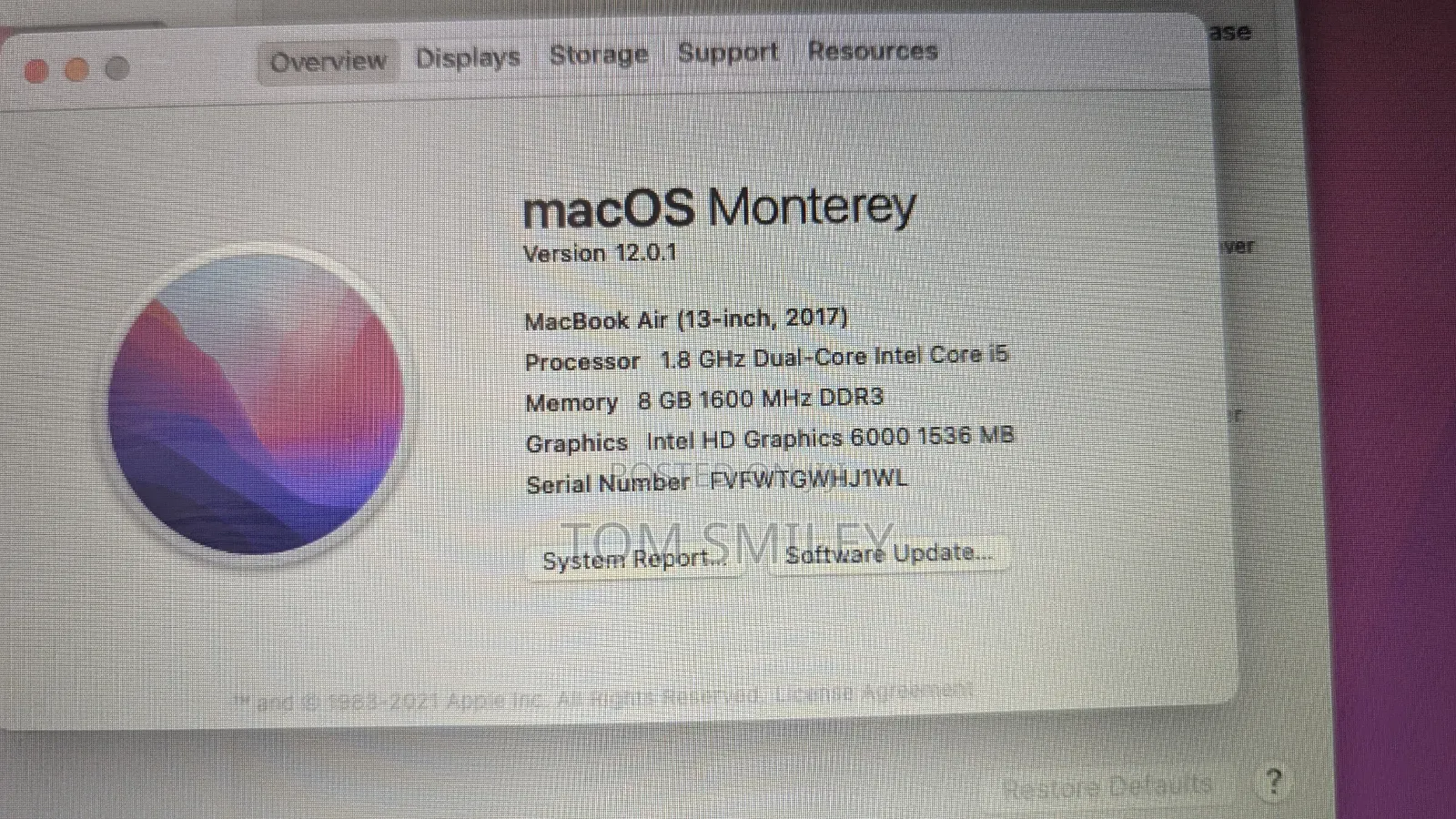 Laptop Apple MacBook Air 2017 8GB Intel Core I5 SSD 512GB
