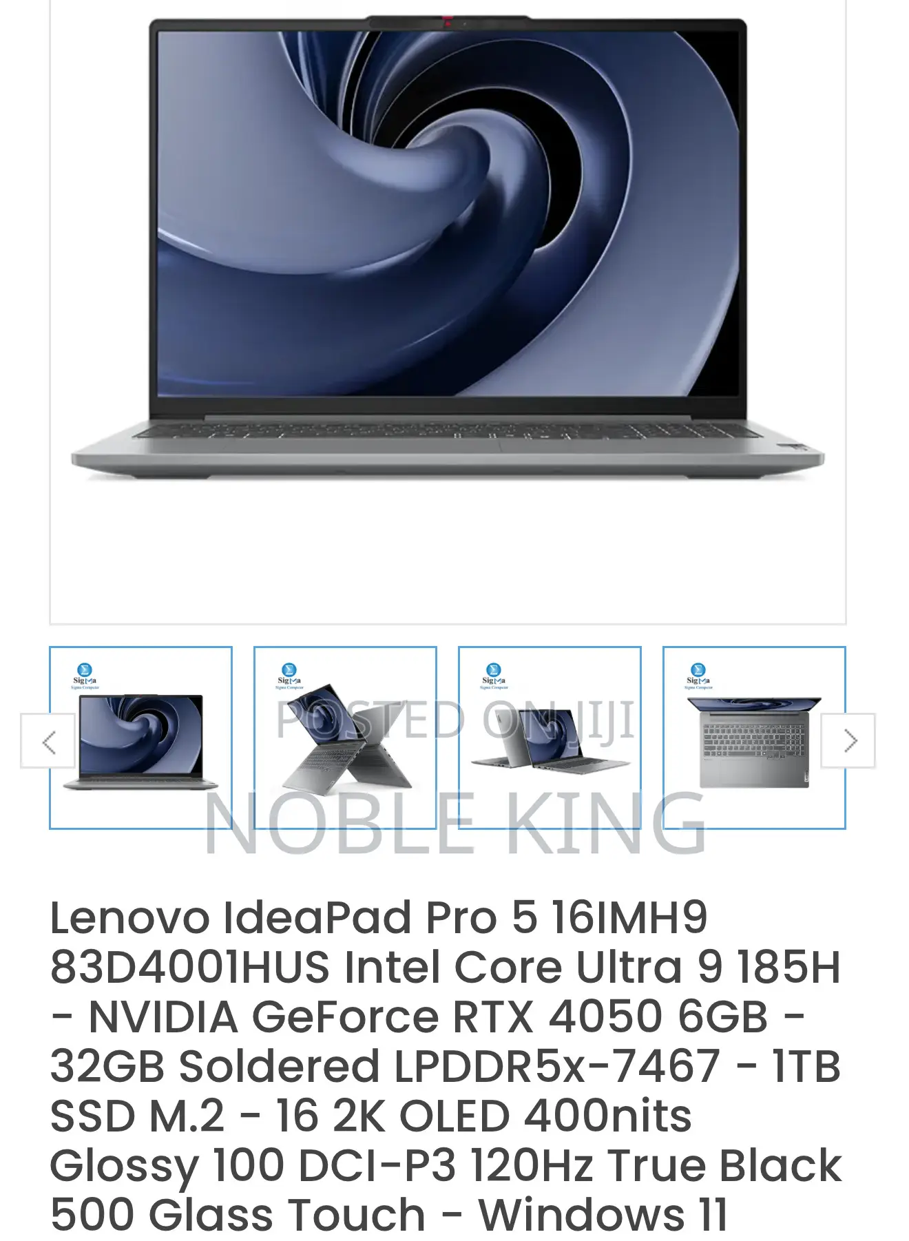 New Laptop Lenovo Ideapad Gaming 3 32GB Intel Core Ultra 9 SSD 1T
