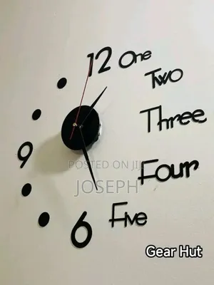 3d Wall Clock Black Large Size