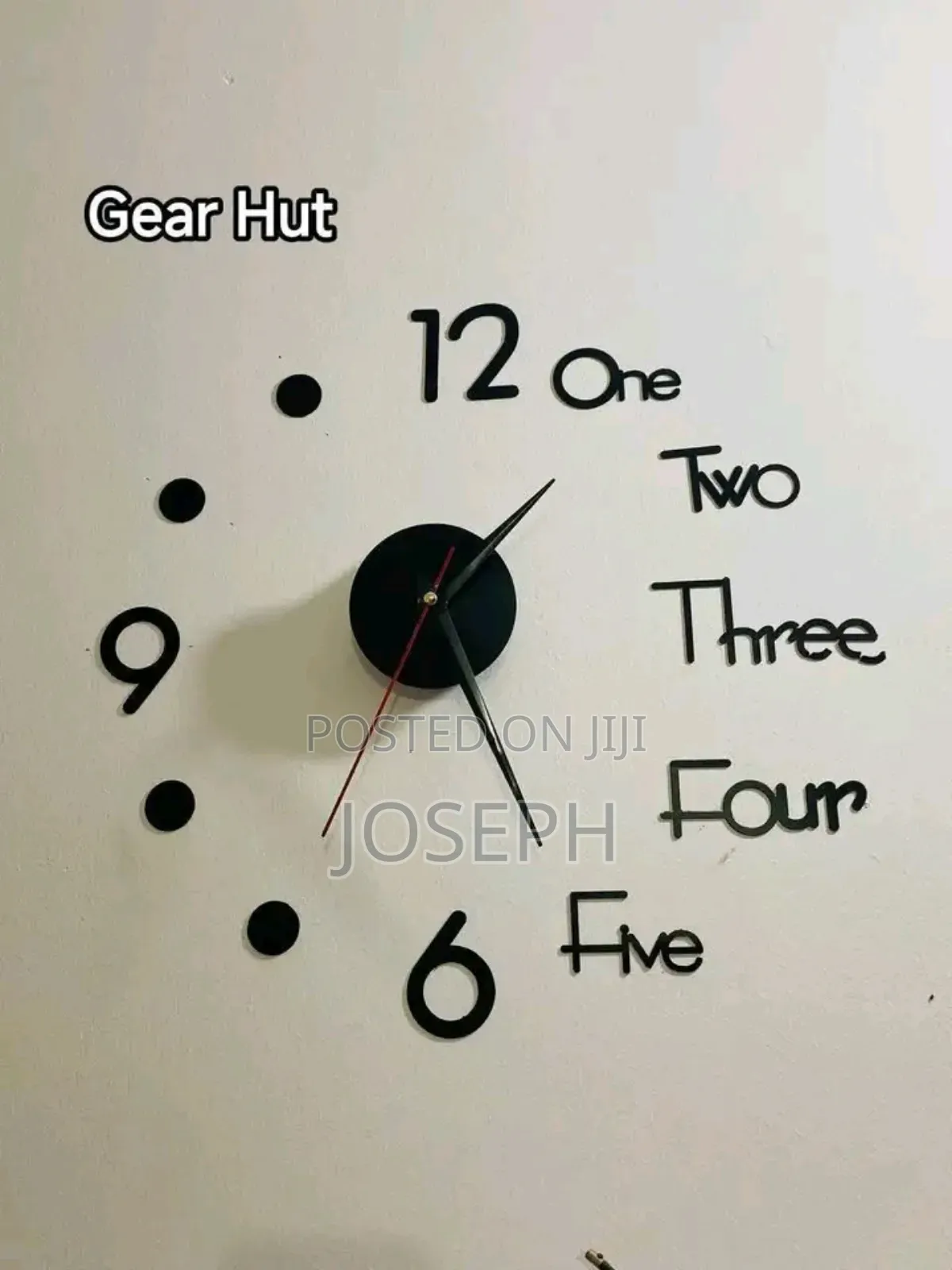 3d Wall Clock Black Large Size