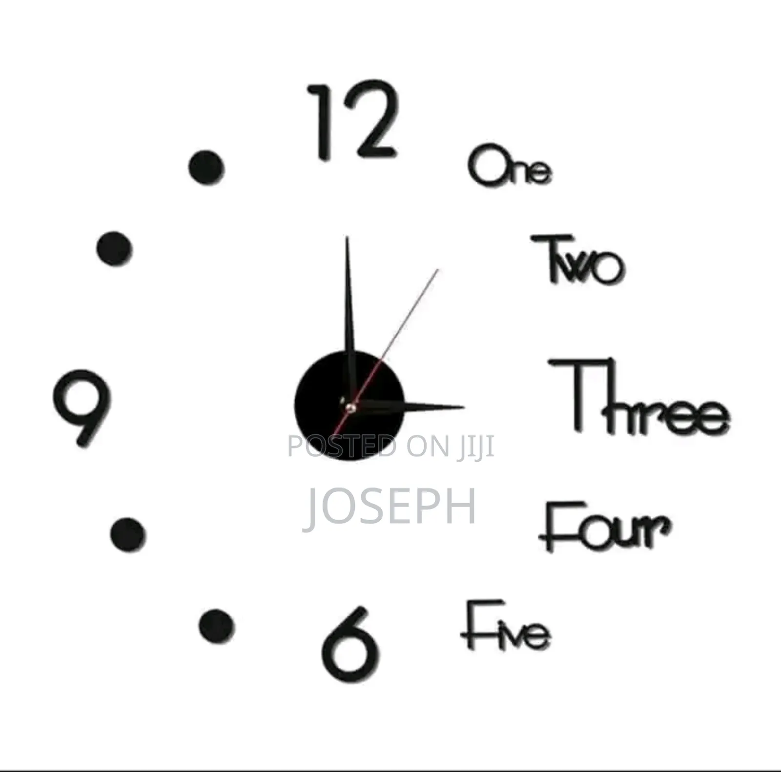 3d Wall Clock Black Large Size